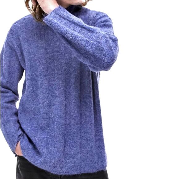 TOPMAN NWT fluffy funnel neck rib sweater in Blue Size multiple - Picture 3 of 4